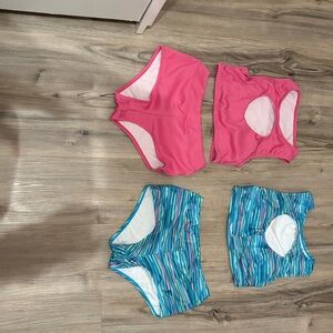 Fashion Nova Pink and Blue Bikini Set Sporty Style
